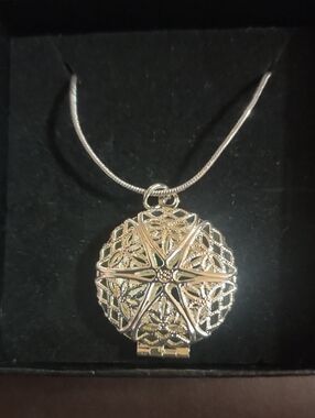 Intricate Silver Filigree Star Locket & Necklace Marked 925 Euc